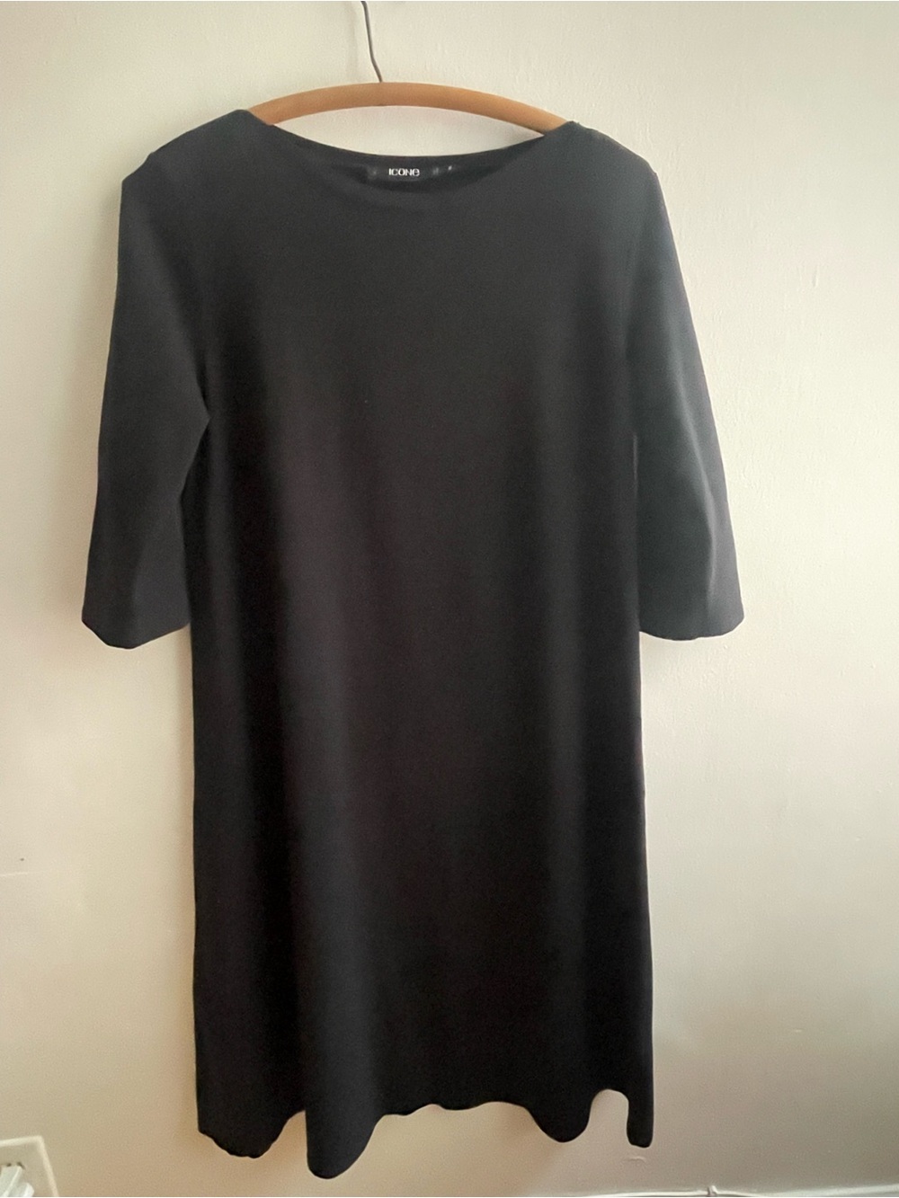 Black Midi  Jersey Shift Dress by Icone